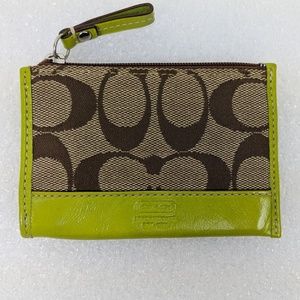 SOLD!COACH Green & Brown Small Change Purse/Wallet